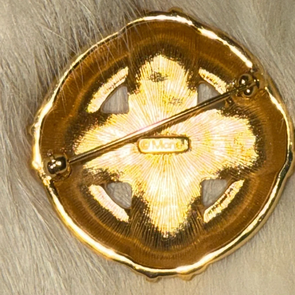 Elegant Black and Gold Earrings & Monet Brooch - Picture 2 of 3